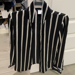 Boston Proper cream & white blouse